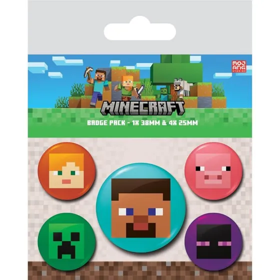 Minecraft Badge Sæt - 5 stk.