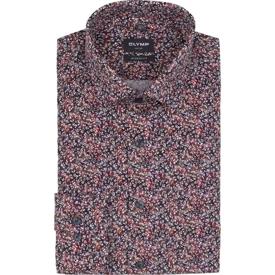 OLYMP Luxor Skjorte med Blomsterprint, Brun, Størrelse 38