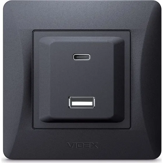 VIDEX BINERA USB-A + Type-C 20W Hurtiglader - Sort Grafit
