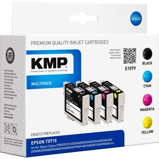 KMP E107V Multipack - Sort, Gul, Cyan, Magenta Blæk til Epson
