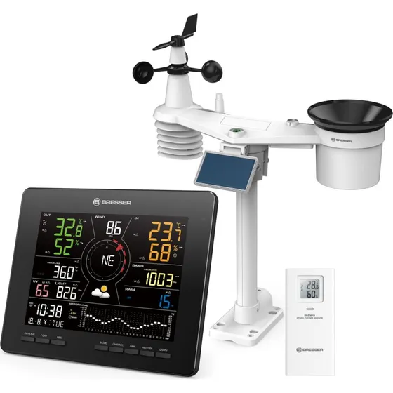 Bresser 4CAST MD WLAN Vejrstation med 7-i-1 Solarsensor, Sort
