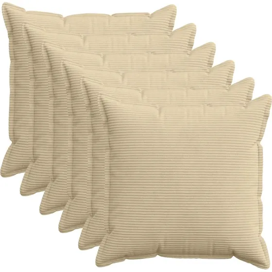 vidaXL HOUTEN Pudebetræk 6 stk. Cordfløjl 80x80 cm Lys Grøn/Grå