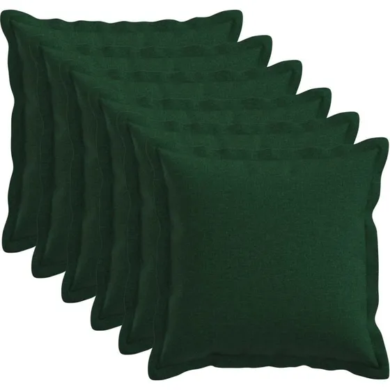 vidaXL HOUTEN Pudebetræk 6 stk. Mørkegrøn 45x45 cm Faux Linned