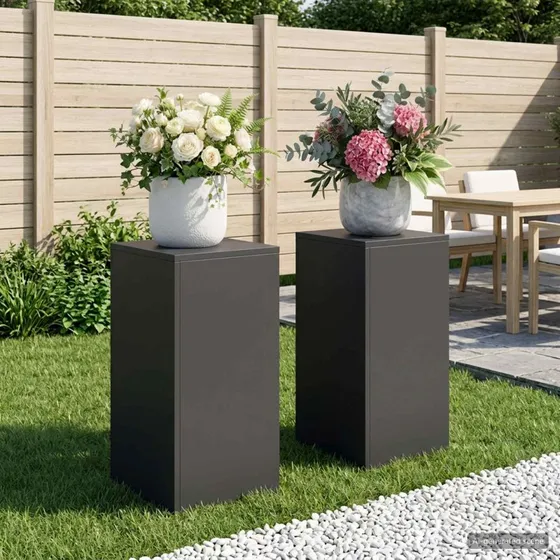 vidaXL Planteholder 2 stk. Sort Stål 30x30x60 cm