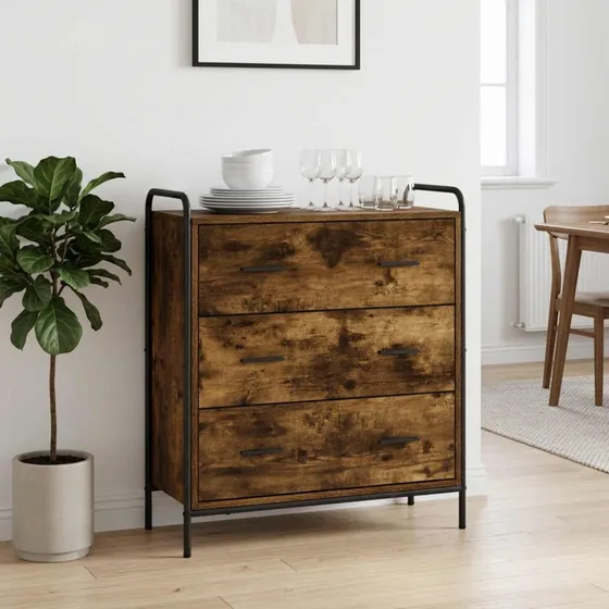 vidaXL Sideboard Røget eg 97 x 33 x 81 cm