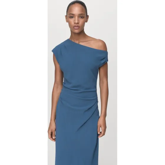 Mango asymmetrisk midi-kjole, mørkeblå