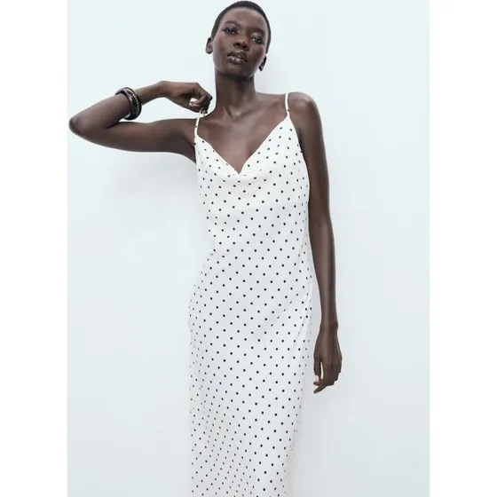 Mango midi-kjole med draperet hals, sort