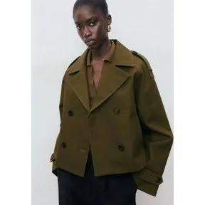Mango Oversized Double-Breasted Blazer - Khaki