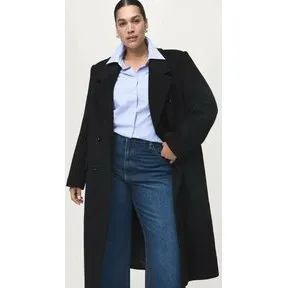 Mango dobbeltradet uldblandet frakke, sort (Plus)