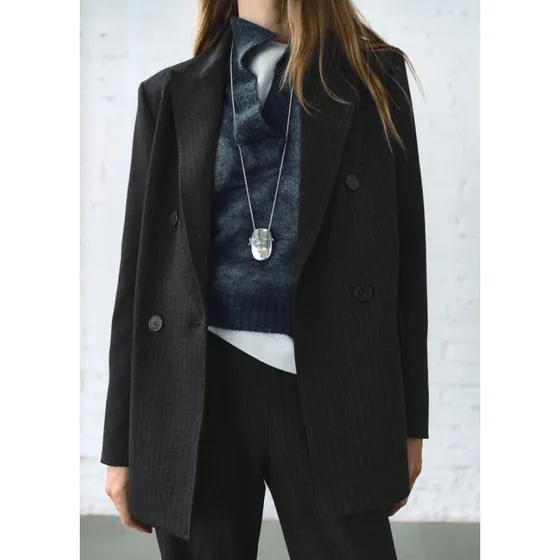 Mango Pinstripe blazer, mørkegrå