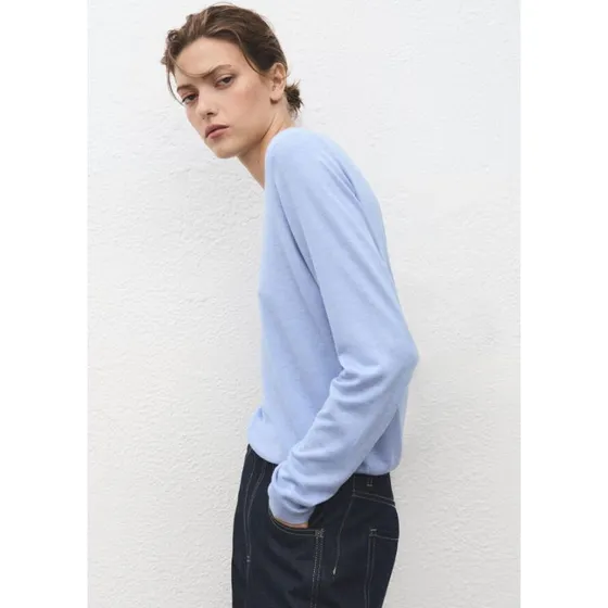 Mango finstrikket rundhalset striktrøje, lys blå