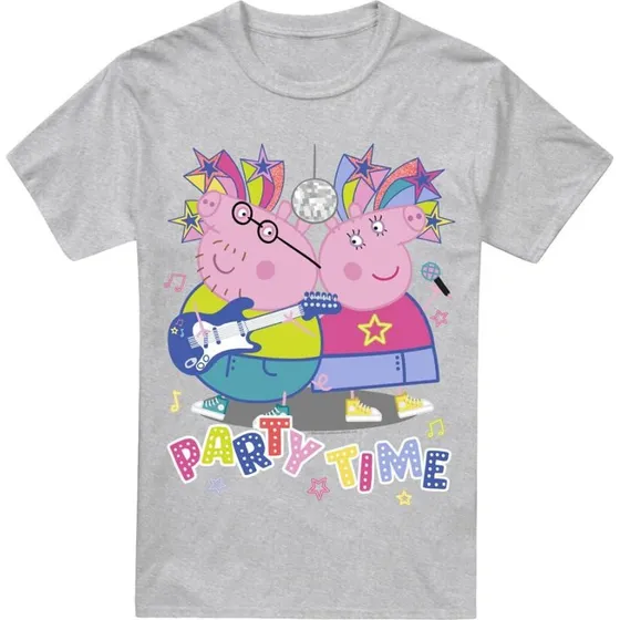 Peppa Pig Mens Party Time T-shirt med Mummy & Daddy Pig