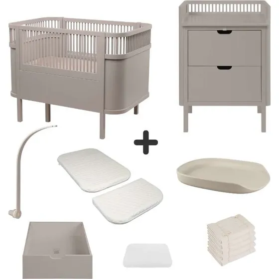 Sebra Tremmeseng & Puslebord Deluxe Bundle Jetty Beige