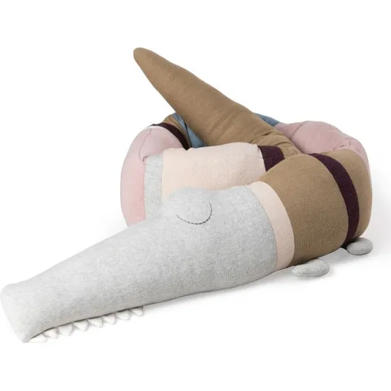 Sebra Strikket Pude Sleepy Croc – Birchbark Rose Mix