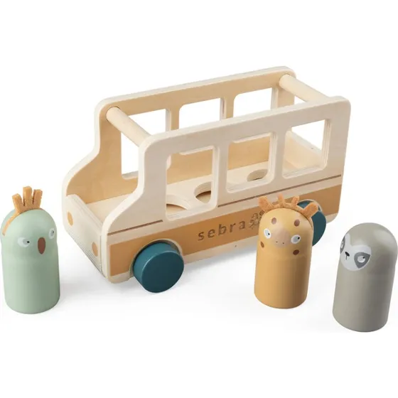 Sebra Bus med passagerer Wildlife, træ 20 cm