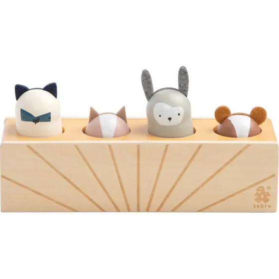 Sebra Woodland Pop-up legetøj i træ (4 dyr)