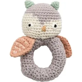 Sebra Hæklet Rangle Uglen Blinky - Raindrop Grey
