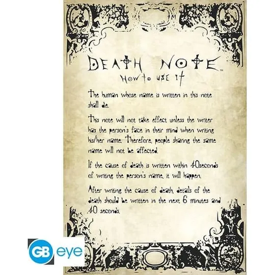 Death Note Rules Poster - 61 x 61,5 cm