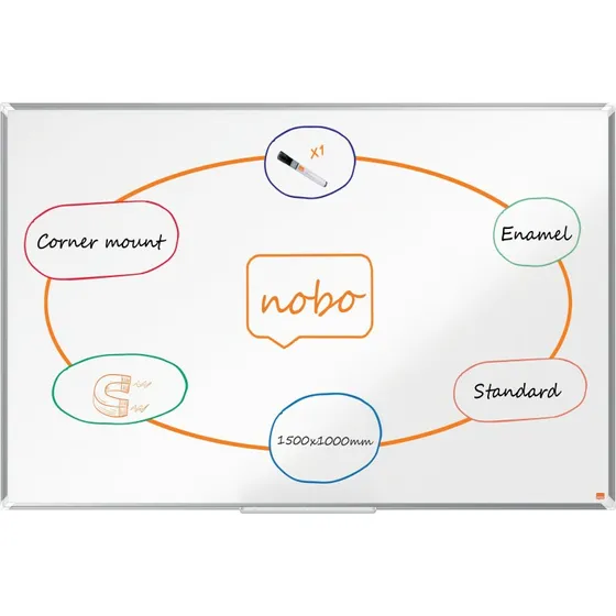 Nobo Premium Plus emaljeret magnetisk whiteboard 150x100cm