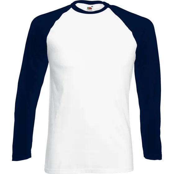 Fruit of the Loom Baseball T-shirt med lange ærmer til mænd