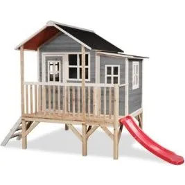 EXIT Loft 350 legehus i træ, grå