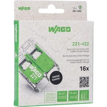Wago Serie 221 Fjedersamlemuffe med vippepal, 16 stk.