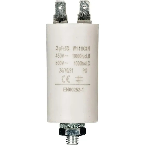 Kondensator 3.0uF 450V med jord (30 x 57 mm)