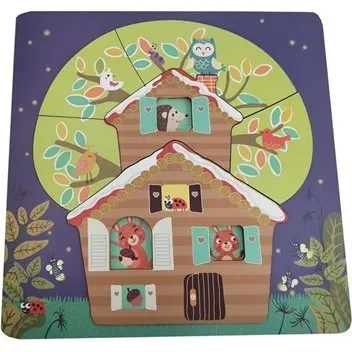 Magni Puslespil i lag – Træhus, 3 lag, FSC, 21x21 cm