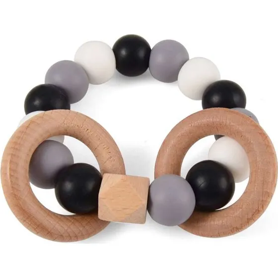 Magni Rangle i silikone og træ, sort/grå/hvid