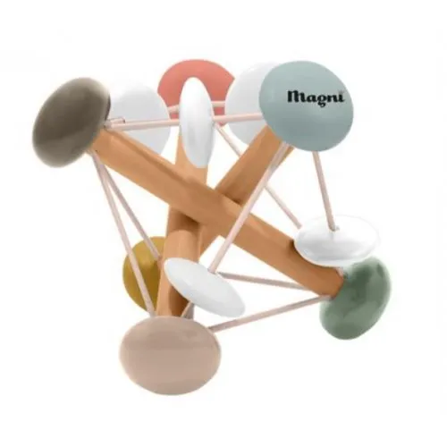 Magni Elastik-rangle / aktivitetsbold i træ, pastel