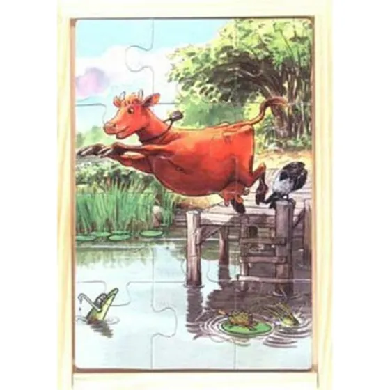 Mamma Mu 4 træpuslespil i træsæske