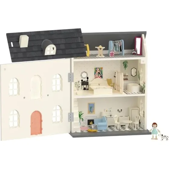 Classic World Trædukkehus Vintage, 3-etagers møbleret