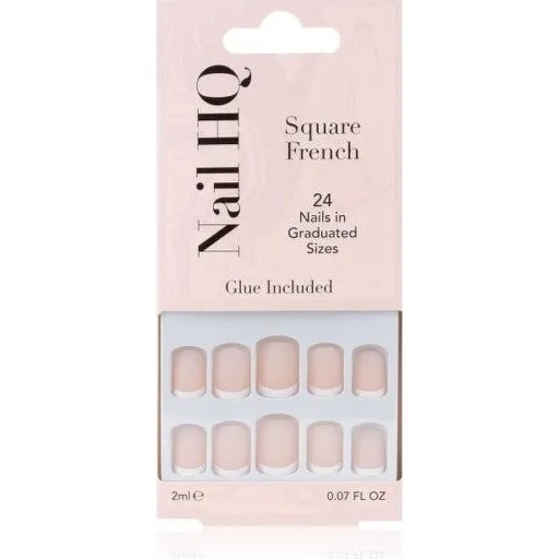 Nail HQ Firkantede franske falske negle, 24 stk