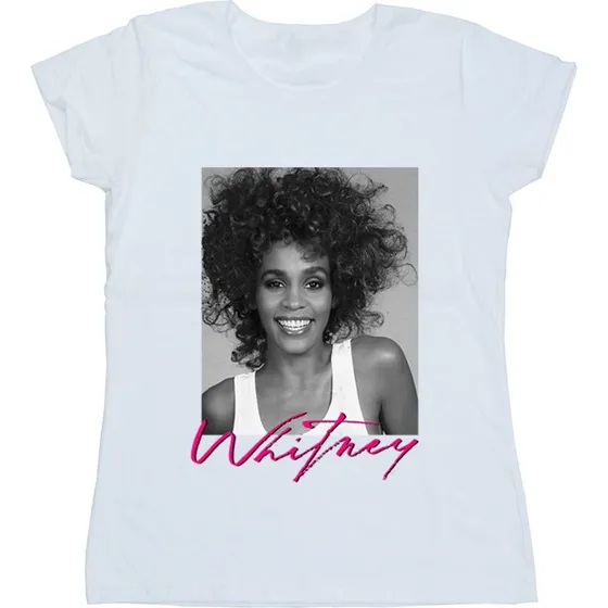 Whitney Houston Smile Photograph T-shirt i bomuld til kvinder