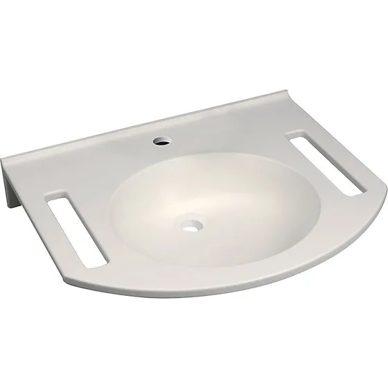 Geberit Publica håndvask med integreret greb, 600x550mm, Alpin-hvid
