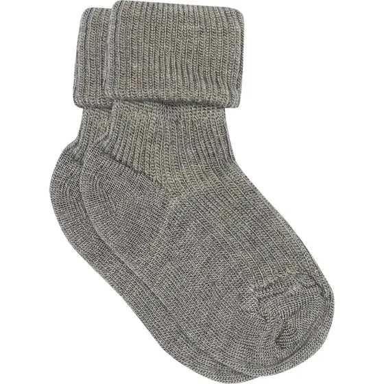 Baby ankelstrømper i merino uld - rib (15/16, 0-6 mdr)