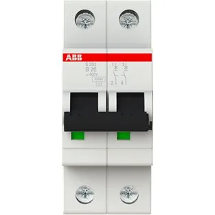 ABB Automatsikring S202-B20 2-polet 20A B-karakteristik 6kA