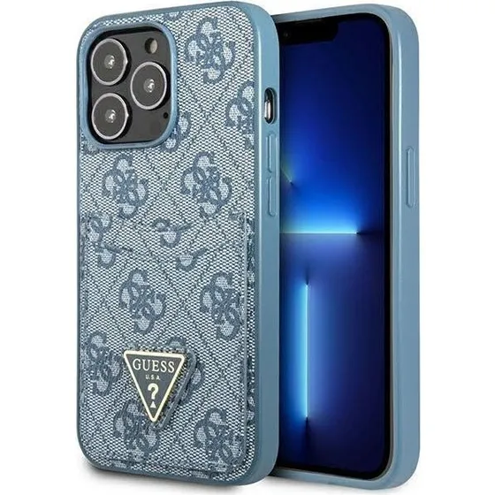 GUESS 4G Triangle Logo Cardslot Case til iPhone 13 & 13 Pro - Blå