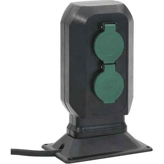 Universal Udendørs strømforsyning 15,5x11x24 cm med spyd, sort/grøn