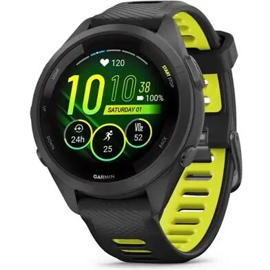 Garmin Forerunner 265S 42 mm GPS-smartwatch, Sort/Gul