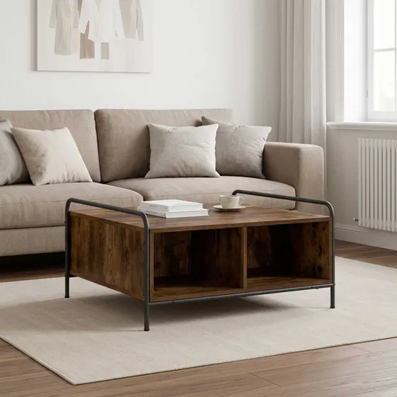 vidaXL Sofabord Røget eg 50 x 49 x 41 cm med opbevaring