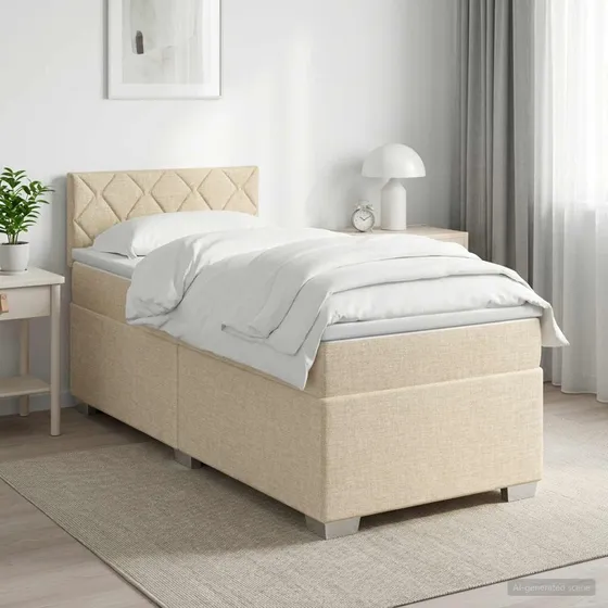 vidaXL Boxmadras med topmadras Cremefarvet 90 x 190 cm