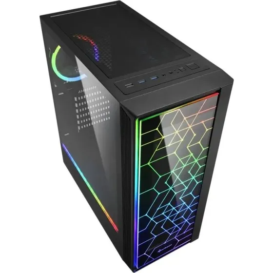 Sharkoon RGB LIT 100 Midi Tower - sort, hrdet glas, RGB