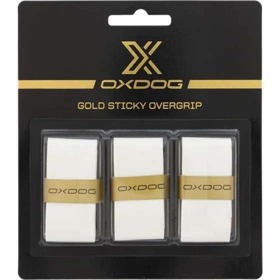 Oxdog Gold Sticky Overgrips (3-pak, Hvid)