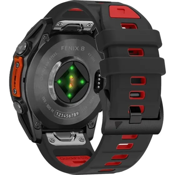 Garmin Silikoneurrem 26 mm - Sort/Rød til Fenix 8, Enduro 3 & Instinct 2X