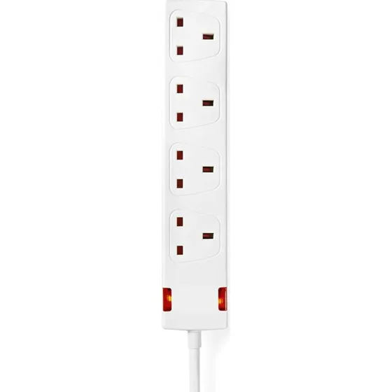 Nedis 4-vejs stikdåse med 5m kabel, UK/Type G, Hvid - EXS450G1WT