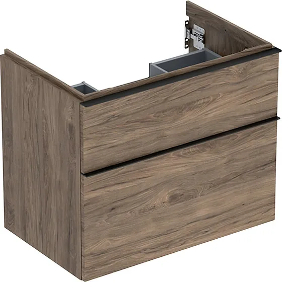 Geberit Icon vaskeskab 2 skuffer i nøddetræ hickory 740x476x615mm