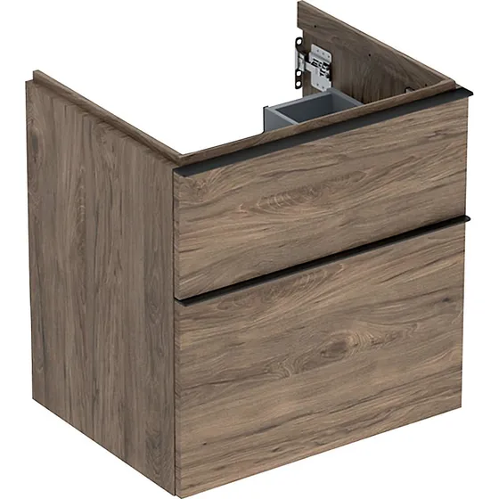 Geberit Icon vaskeskab 2 skuffer i nøddetræ hickory 592x476x615mm