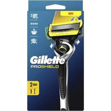 Gillette Fusion ProShield barbersæt - håndtag + 2 blade