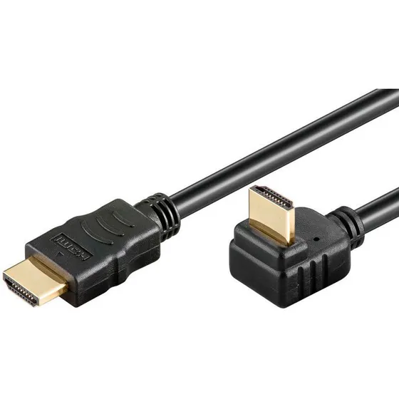 Goobay Vinklet HDMI-kabel 90° 5 m (HDMI 1.4, guldbelagte stik)